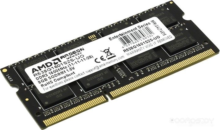 Оперативная память AMD 8GB DDR3 SO-DIMM PC3-12800 (R538G1601S2S-UO), фото 1