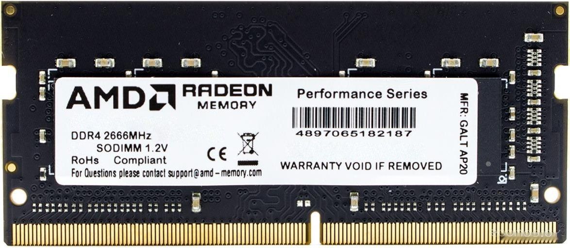 Оперативная память AMD Radeon R7 Performance 4GB DDR4 SODIMM PC4-21300 R744G2606S1S-UO, фото 1