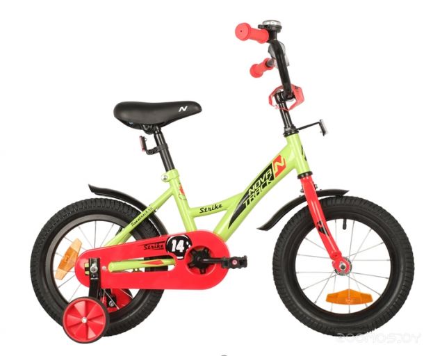 Детский велосипед Novatrack Strike 14 2022 143STRIKE.GN22 (зеленый/красный)