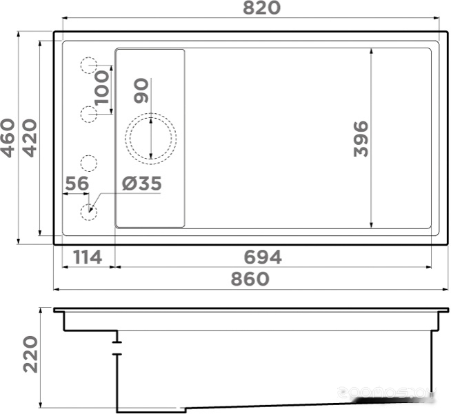 Кухонная мойка Omoikiri Kinaru Pro 86-U/I WH (белый), фото 6