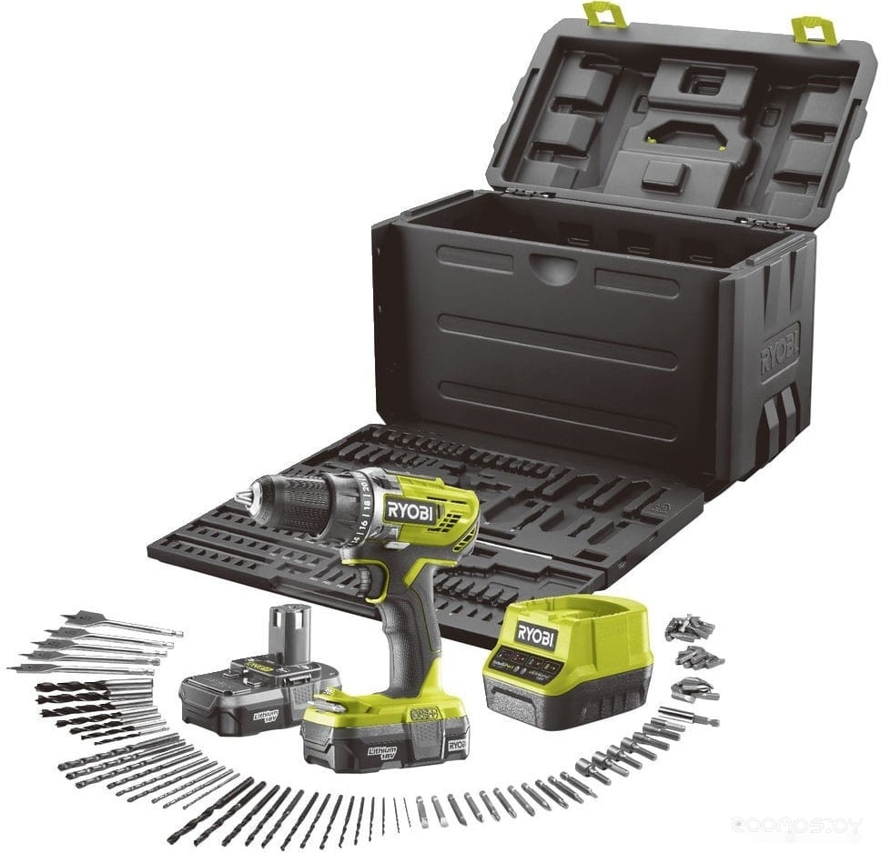 Дрель-шуруповерт Ryobi R18DD3-213X 5133003608 (с 2-мя АКБ, кейс), фото 2