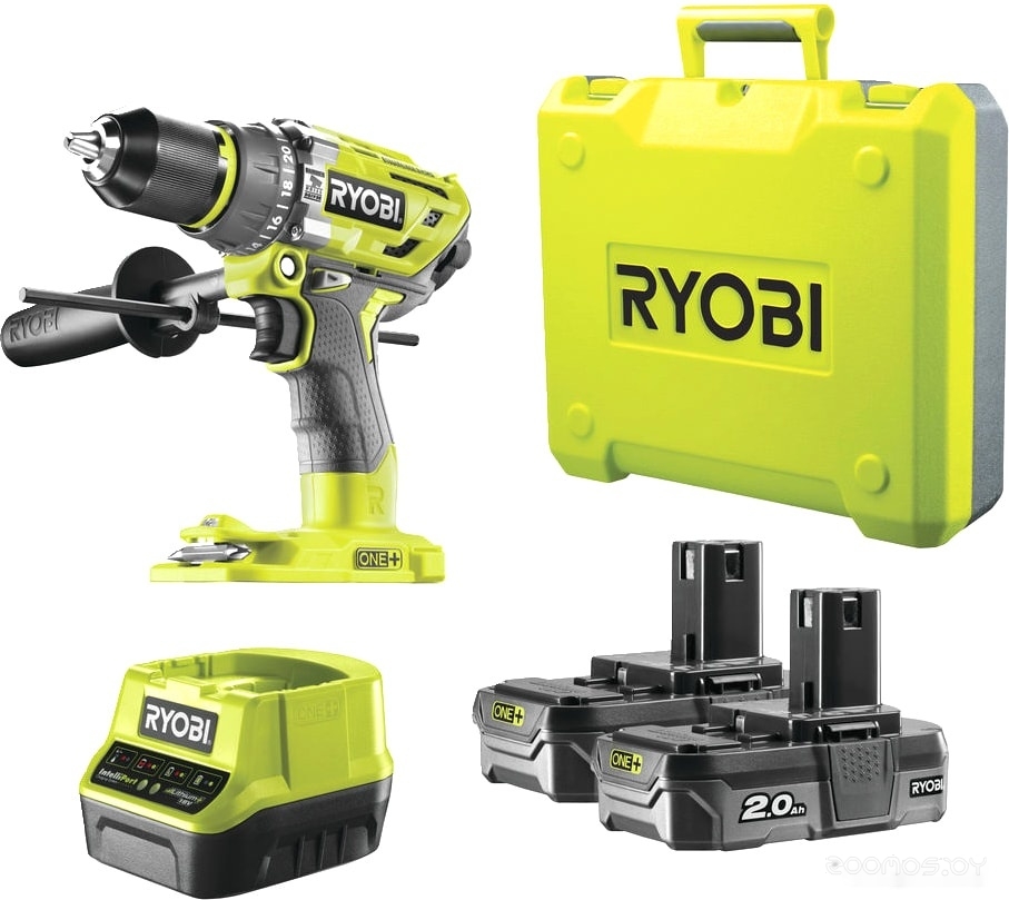 Дрель-шуруповерт Ryobi R18PD7-220B 5133004295 (с 2-мя АКБ, кейс), фото 2
