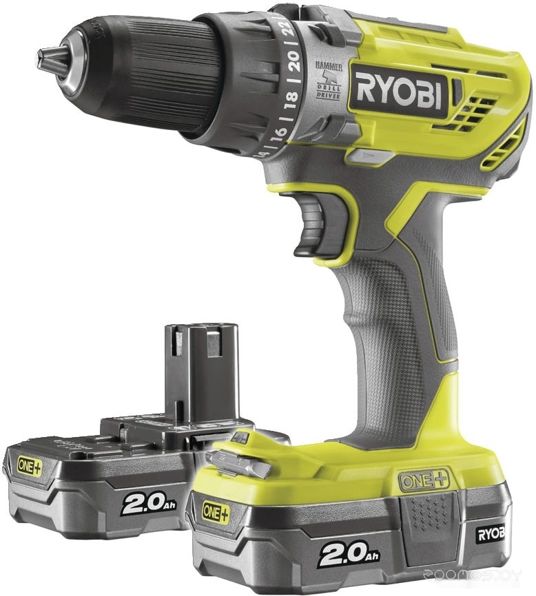 Ударная дрель-шуруповерт Ryobi R18PD3-215S 5133003339 (с 2-мя АКБ 1.5 Ah, сумка), фото 2