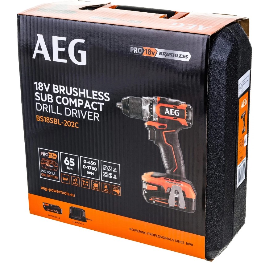 Дрель-шуруповерт AEG Powertools BS 18SBL-202C 4935472277 (с 2-мя АКБ, кейс), фото 4
