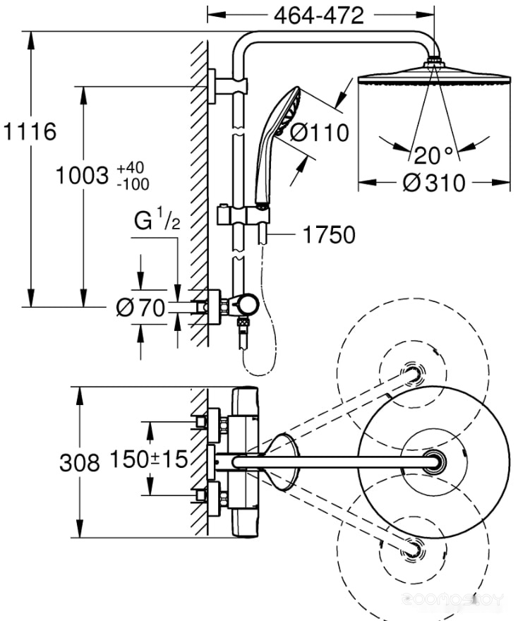 Душевая система Grohe Euphoria System 310 26075001, фото 4