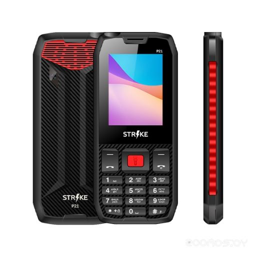 Кнопочный телефон Strike P21 (черный/красный)