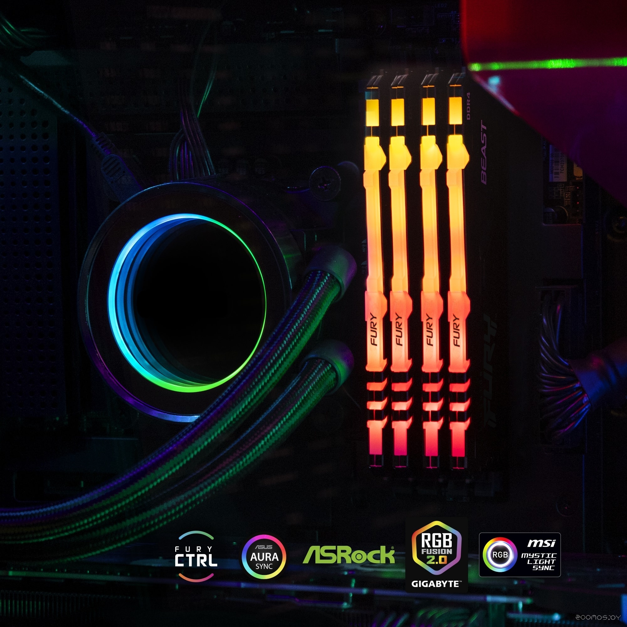 Оперативная память Kingston FURY Beast RGB 16GB DDR4 PC4-25600 KF432C16BB1A/16, фото 7