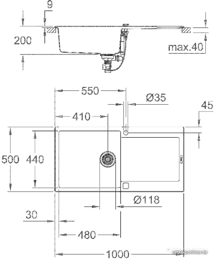 Кухонная мойка Grohe K500 60-C 100/50 1.0 31645AP0 (черный гранит), фото 2