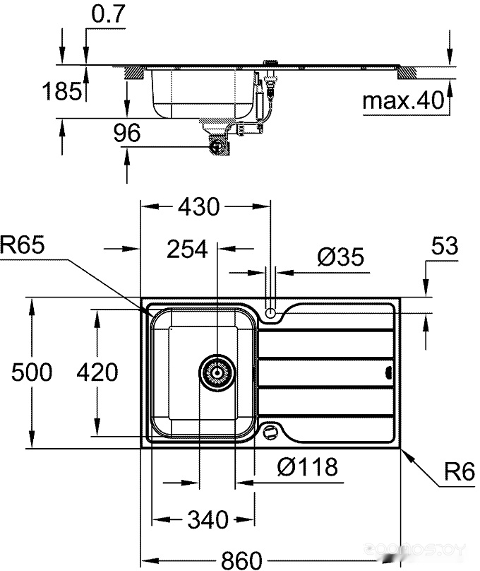 Кухонная мойка Grohe K500 45-S 86/50 1.0 rev 31571SD1, фото 3