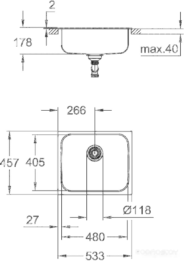 Кухонная мойка Grohe K200 60-S 53.3/45.8 1.0 31719SD0, фото 2