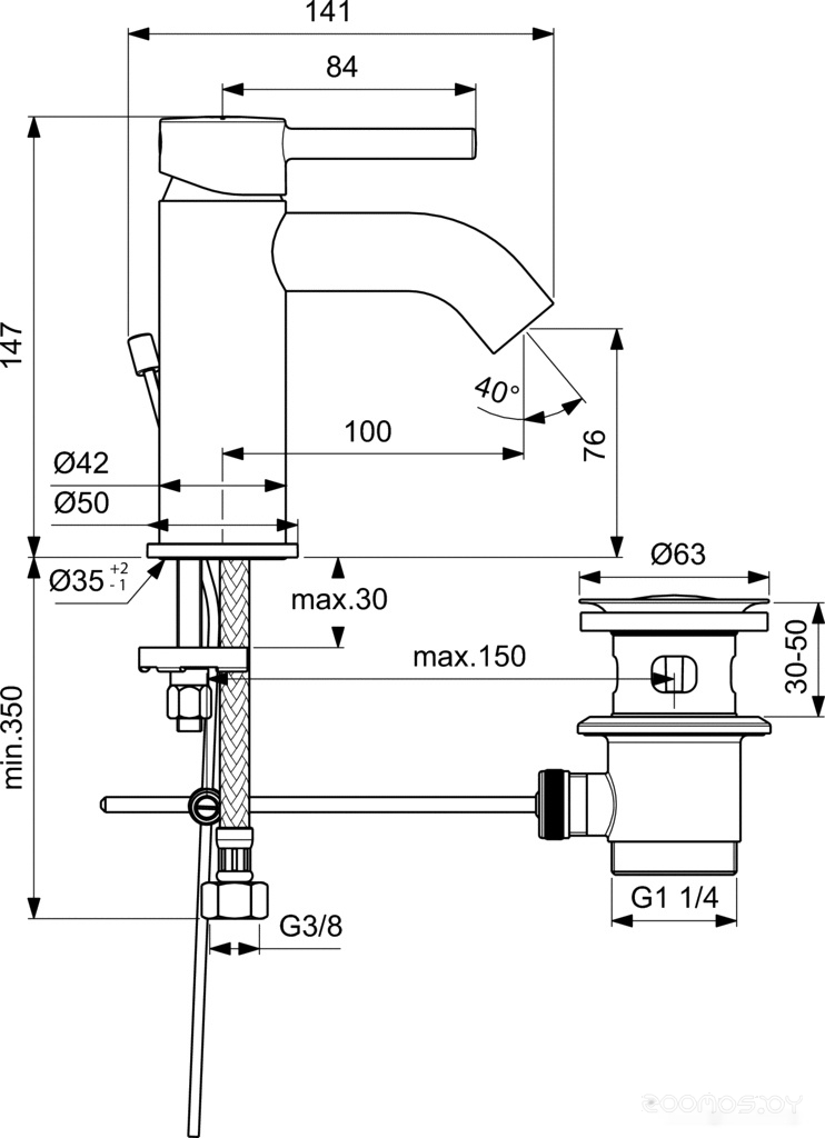 Смеситель Ideal Standard Ceraline BC193XG, фото 2