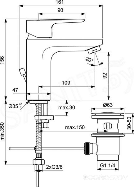 Комплект смесителей Ideal Standard Ceraplan III BD005AA, фото 3