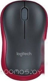 Мышь Logitech M185 (черный/красный), фото 1