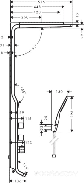 Душевая система Hansgrohe Raindance Lift (27008000), фото 2