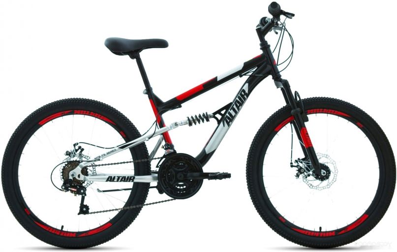 Велосипед ALTAIR MTB FS 24 disc (15, черный/красный, 2022)