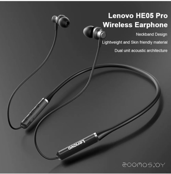 Наушники Lenovo HE05 (серый/черный), фото 4