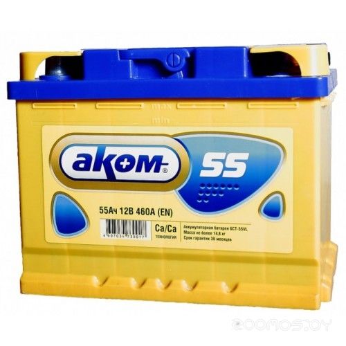 Автомобильный аккумулятор AKOM 6СТ-55 Евро EFB