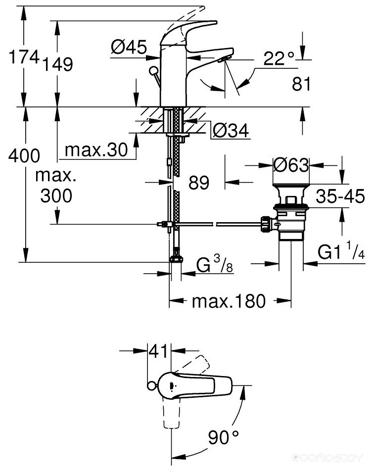 Смеситель Grohe Start Curve 23765000, фото 2