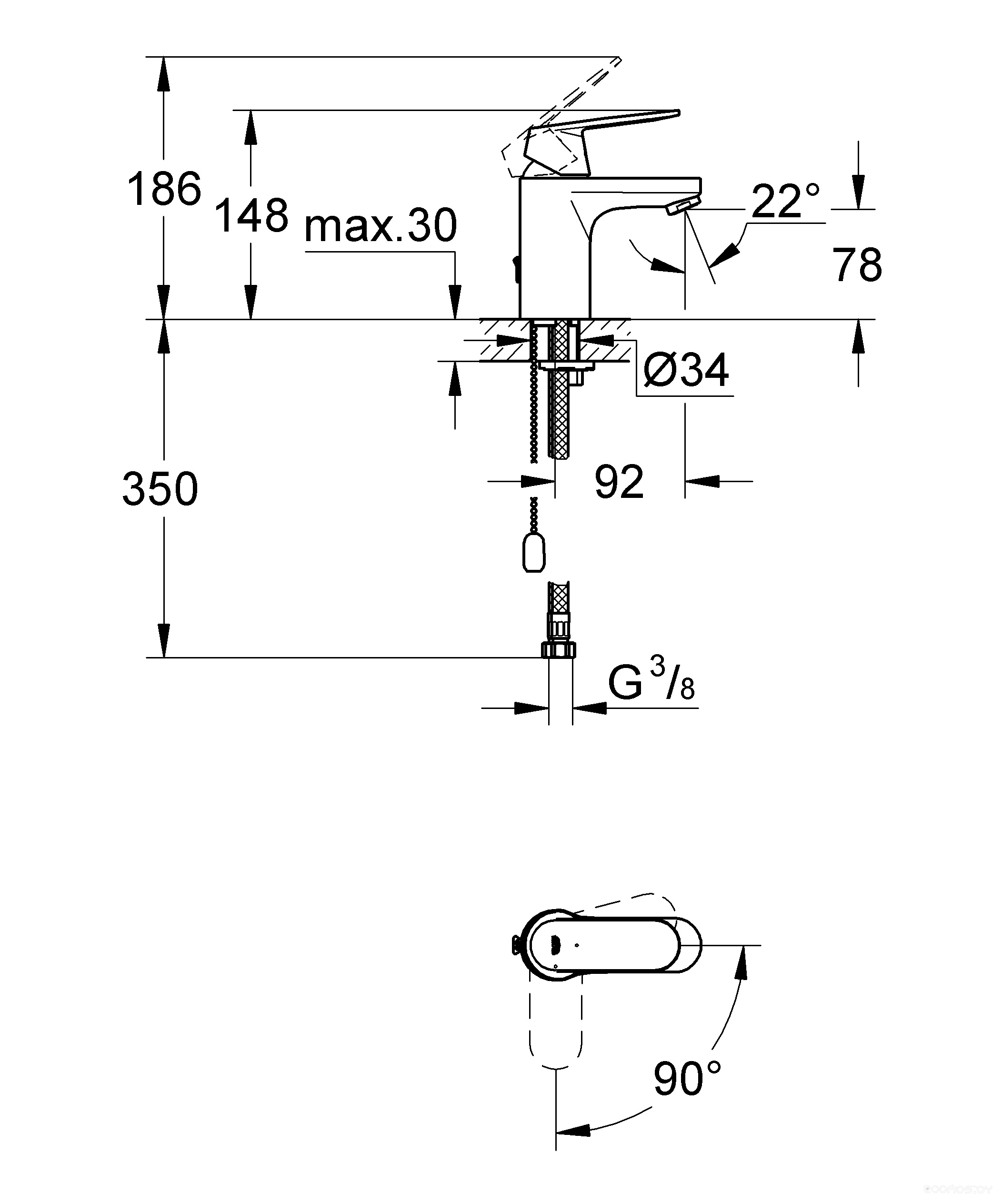 Смеситель Grohe Eurosmart Cosmopolitan 2337800E, фото 2