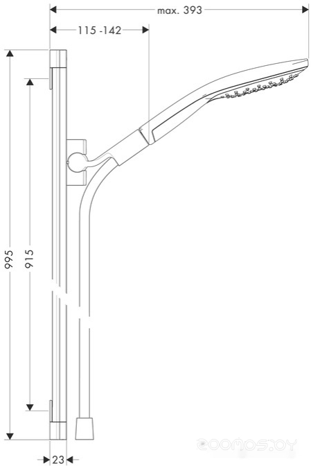 Душевой гарнитур Hansgrohe Raindance Select 150 [26626000], фото 2