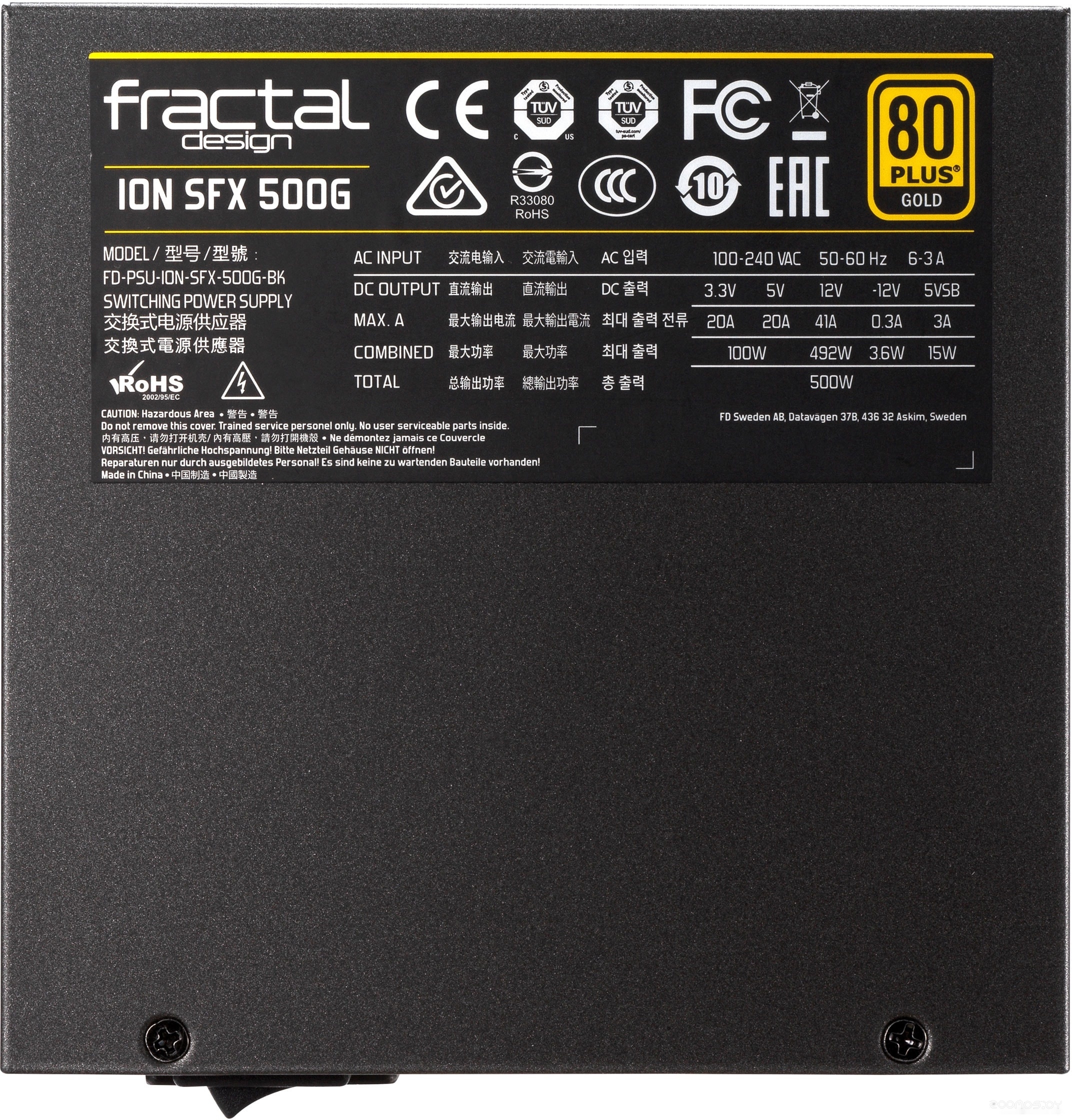 Блок питания Fractal Design Ion SFX-L 500W Gold FD-PSU-ION-SFX-500G-BK, фото 4
