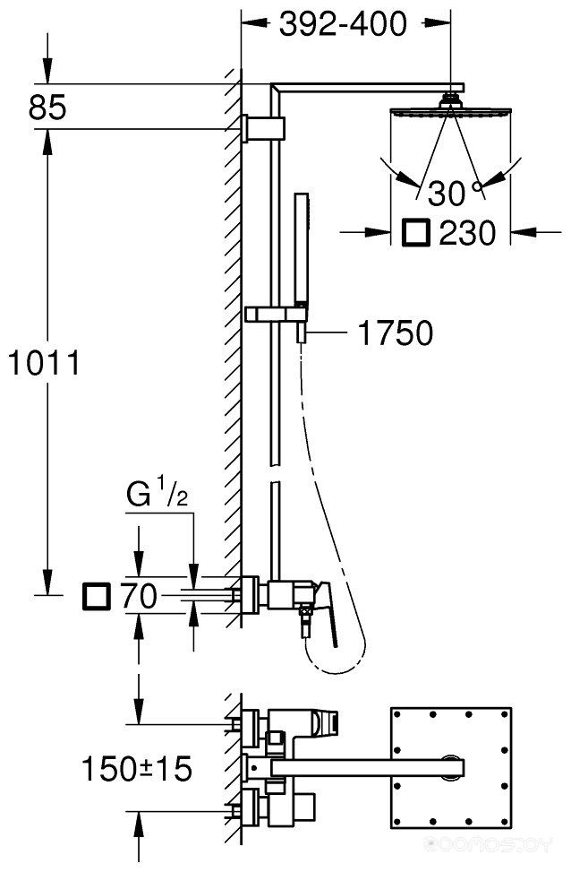 Душевая система Grohe Euphoria Cube XXL System 230 [23147001], фото 4