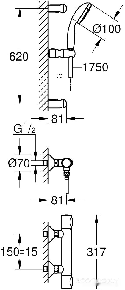 Душевой гарнитур Grohe Precision Flow 34800000, фото 2