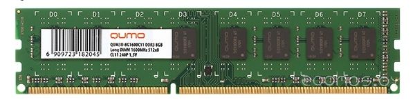Оперативная память Qumo 8GB DDR3 PC3-12800 QUM3U-8G1600C11R