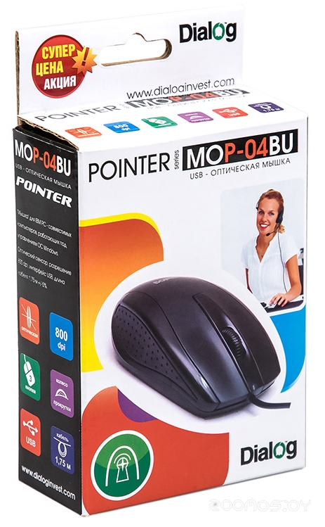 Мышь DIALOG MOP-04BU, фото 10