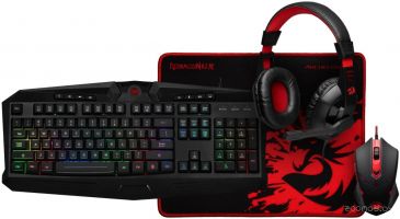 Клавиатура + мышь с ковриком + наушники Redragon S101-BA