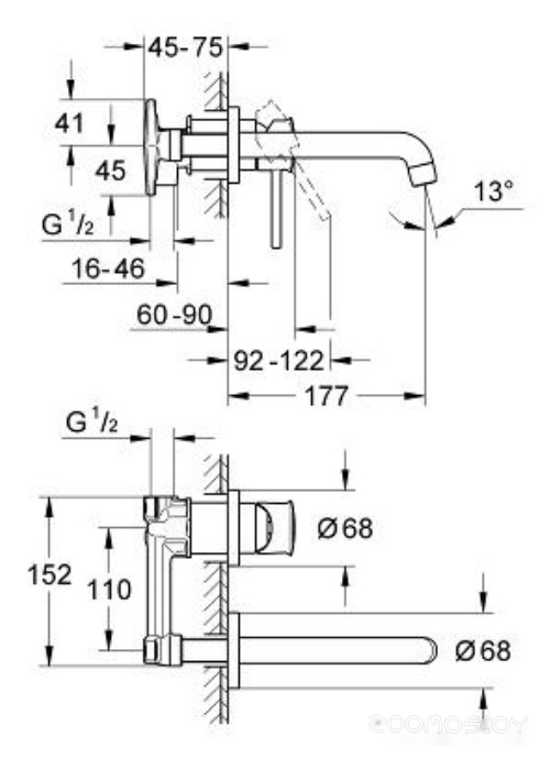Смеситель без скрытого механизма Grohe BauClassic 20292000, фото 2
