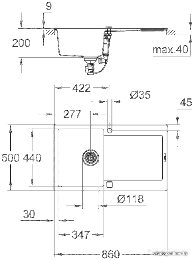 Кухонная мойка Grohe K500 50-C 86/50 1.0 31644AP0 (черный гранит), фото 2