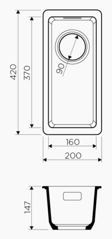 Кухонная мойка Omoikiri Kata 20-U-BL, фото 2