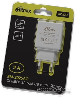 Сетевое зарядное Ritmix RM-2025AC (белый), фото 3