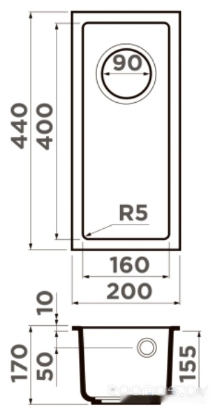 Кухонная мойка Omoikiri Bosen 20-U-BL 4993153 (черный), фото 4