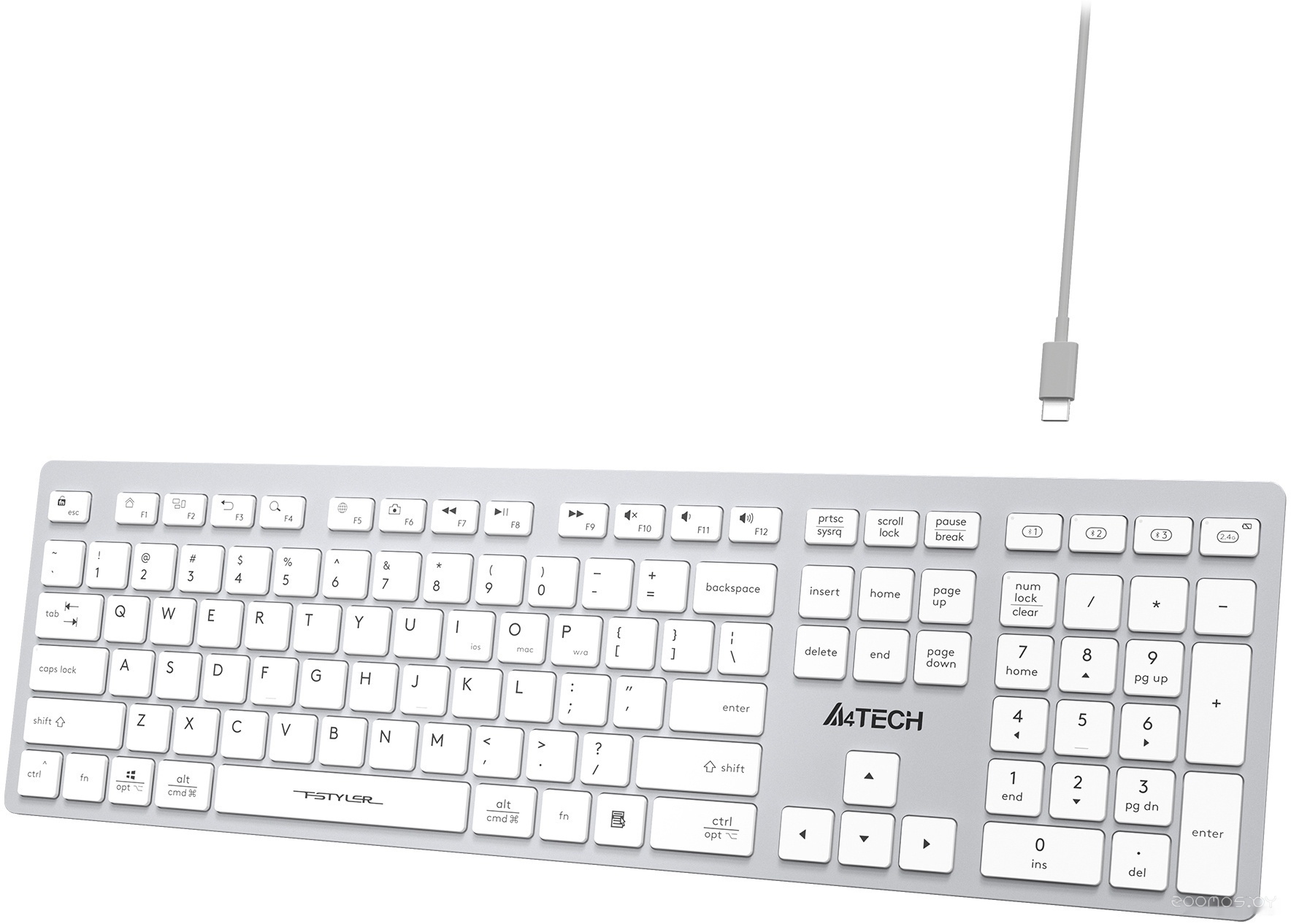 Клавиатура A4Tech Fstyler FBX50C (серебристый/белый), фото 7