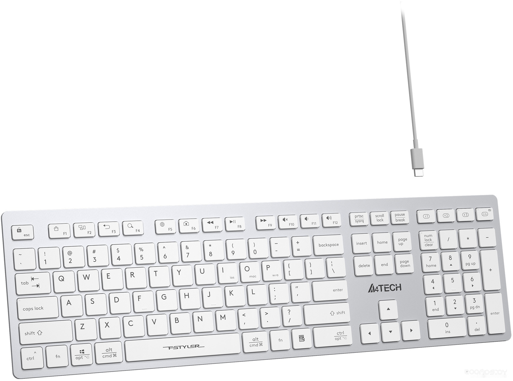 Клавиатура A4Tech Fstyler FBX50C (серебристый/белый), фото 5