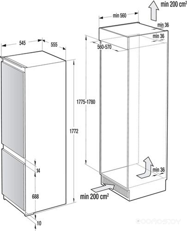 Встраиваемый холодильник Gorenje GDNRK5182A2, фото 2