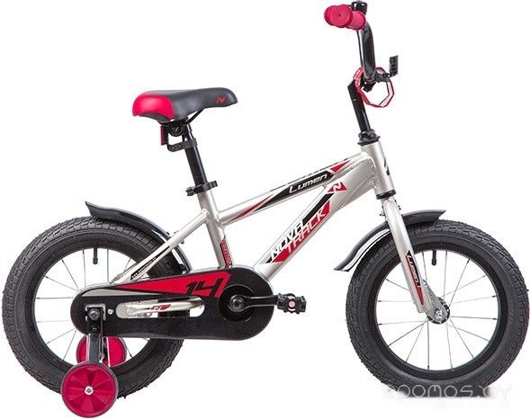 Детский велосипед Novatrack Lumen 14 (серебристый/красный, 2019)
