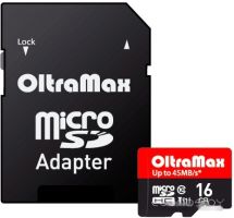 Карта памяти OltraMax  Elite OM016GCSDHC10UHS-1-ElU1 microSDHC 16GB (с адаптером)