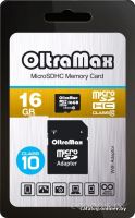 Карта памяти OltraMax  microSDHC Class 10 16GB +адаптер