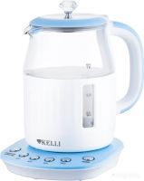 Электрический чайник Kelli KL-1373 (белый/голубой)
