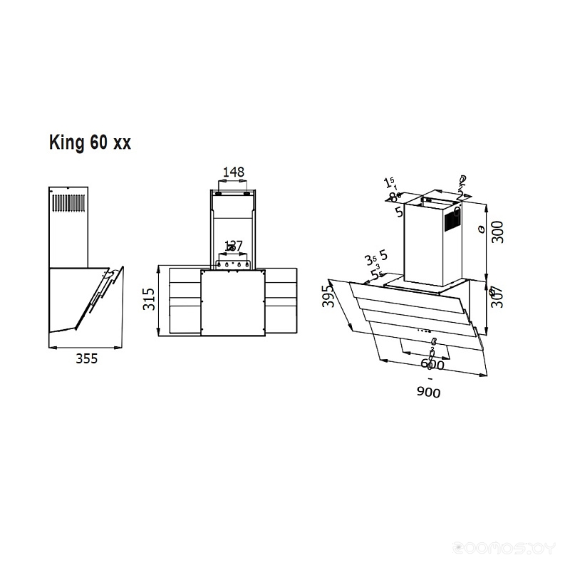 Кухонная вытяжка Evelux King 60 WG, фото 2