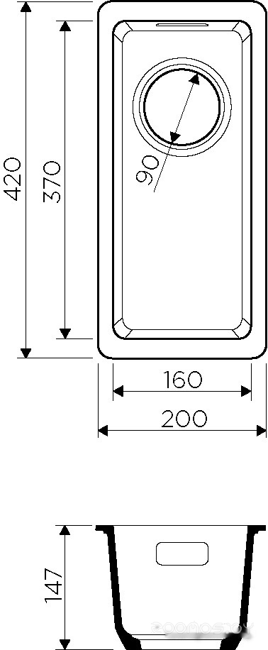 Кухонная мойка Omoikiri Kata 20-U DC, фото 2