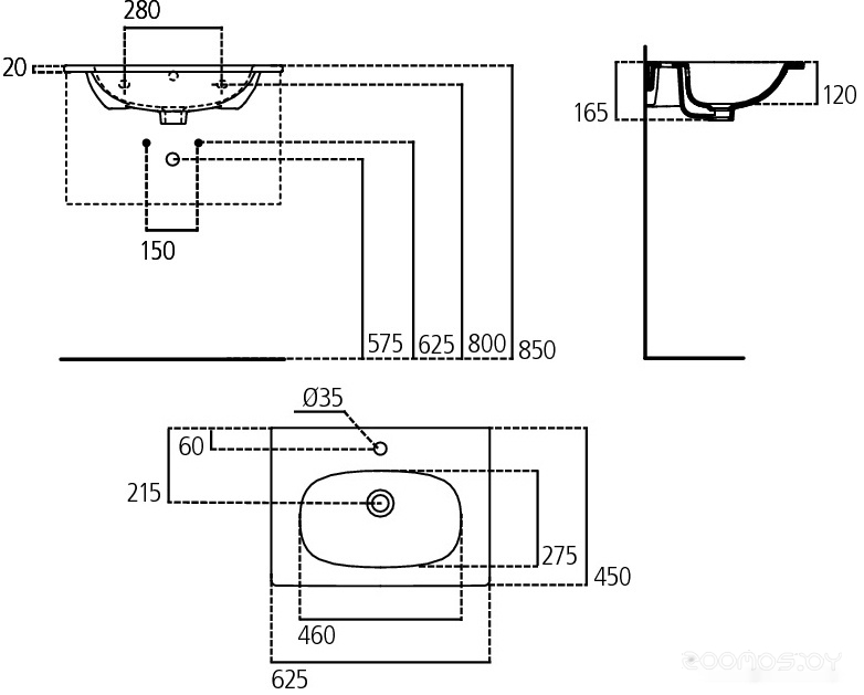 Умывальник Ideal Standard Tesi Vanity 80x45 [T350901], фото 2