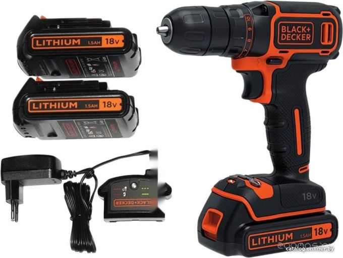 Дрель-шуруповерт Black & Decker BDCDC18B (с 2-мя АКБ, без кейса)