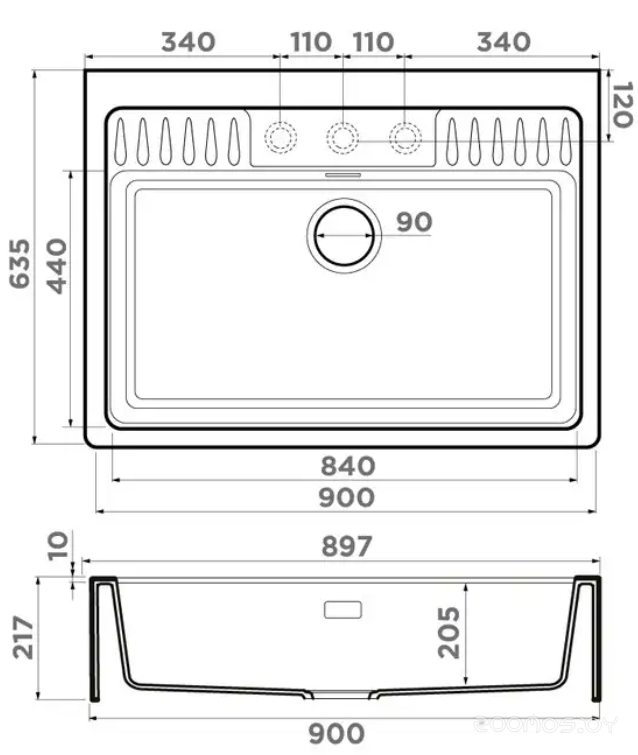 Кухонная мойка Omoikiri Kinokawa 90-GB (графит), фото 2