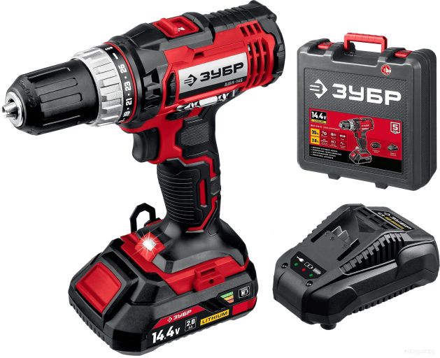 Дрель-шуруповерт ЗУБР Мастер ДШЛ-145-21 (с 1-м АКБ, кейс)
