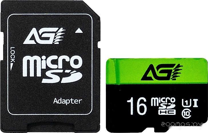 Карта памяти AGI TF138 microSDHC AGI016GU1TF138 16GB (с адаптером)