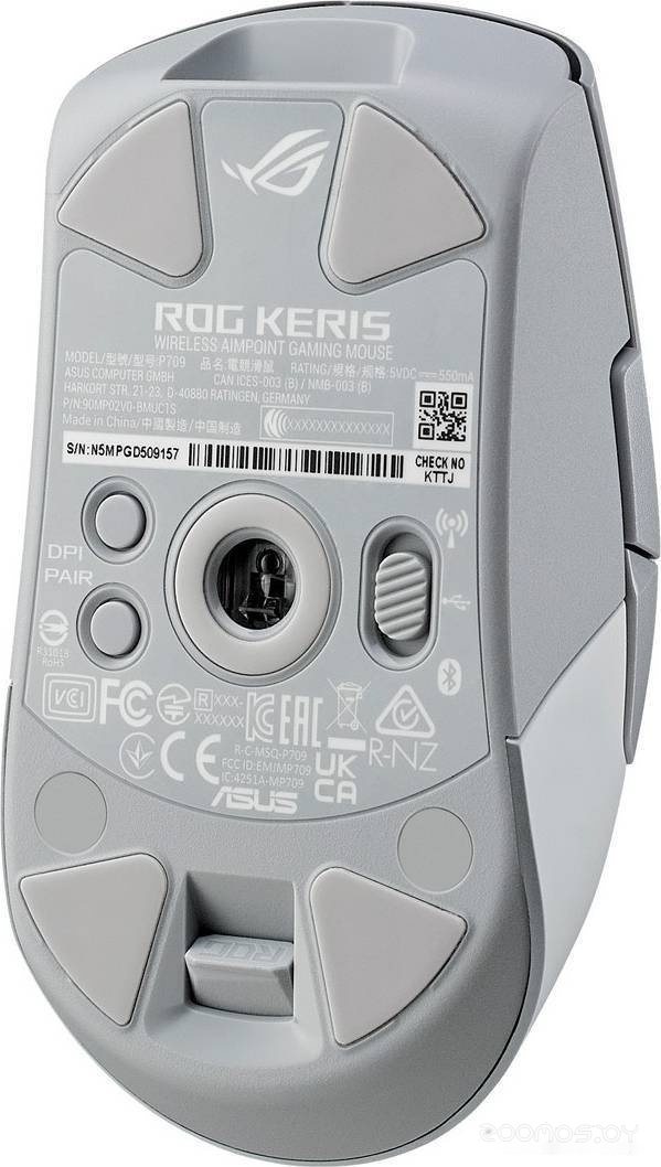Игровая мышь Asus ROG Keris Wireless AimPoint Moonlight White, фото 6